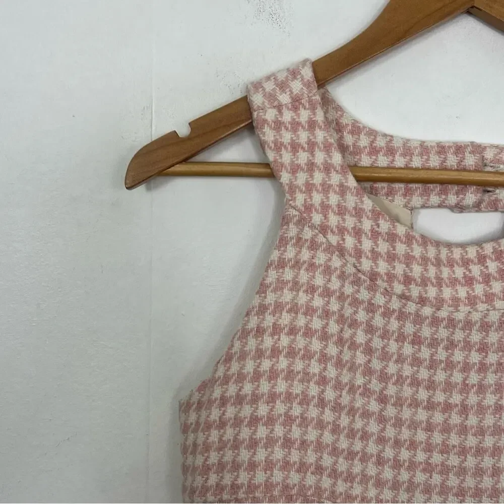 Florence Eiseman Wool Blend Houndstooth Pink White Tweed Dress Girl Size 16